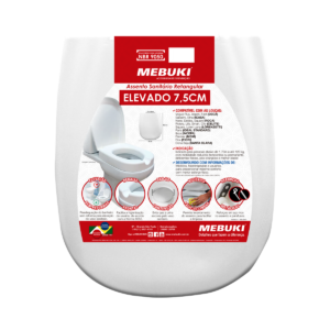 Assento Sanitário Elevado Retangular Mebuki - 7,5cm