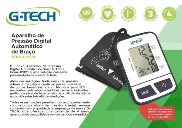 Aparelho Digital de Pressão Automático G-tech De Braço BSP11 - Image 3