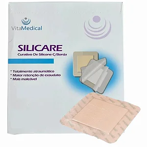 Curativo de Silicone Com Prata e Espuma Silicare AG 10 x 10cm Unidade - Vita Medical