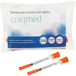 Seringa Descartável 0.5ml P/ Insulina C/ Agulha 6X0,25mm 31g C/10 Uniqmed