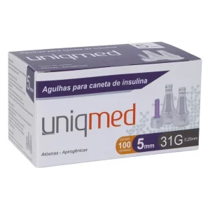 Agulhas para Caneta de Insulina 5mm 31G - Cx 100un - UniqMed