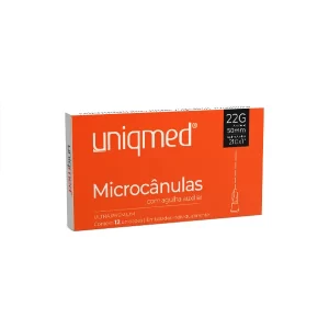 Microcânula 22G (0,70mm) x 70mm - Agulha auxiliar 21Gx1" - caixa com 12 unidades - UNIQMED