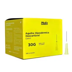 Agulha Hipodérmica Descartável Medix 13x0,30MM (30Gx1/2) - Caixa 100 un