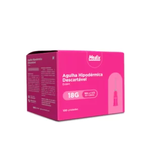 Agulha Hipodérmica Descartável 40x1,20MM (18Gx1 1/2) - Caixa com 100 un