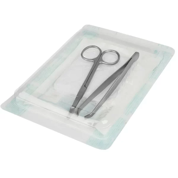 Kit Retirada De Pontos Kolplast Estéril Tesoura Íris + Pinça + Gaze - Image 2