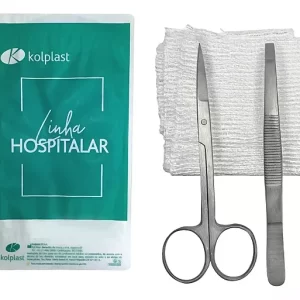 Kit Retirada De Pontos Kolplast Estéril Tesoura Íris + Pinça + Gaze
