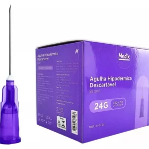 Agulha HiPodérmica 20 X 0.55 24 G X ¾ Com 100 Unidades Medix