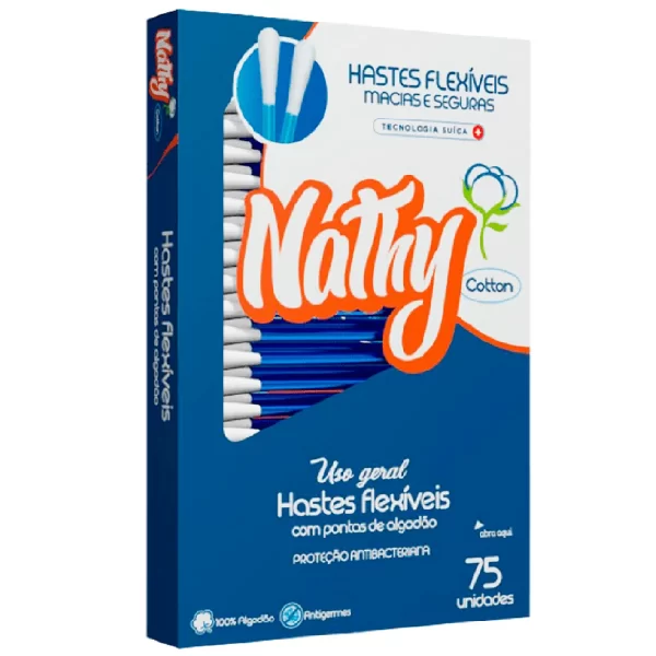 Hastes Flexíveis com Pontas de Algodão - 75 Unidades - Nathy - Image 2